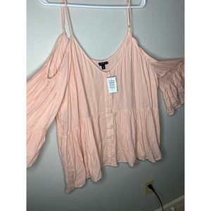 Blush cold shoulder blouse